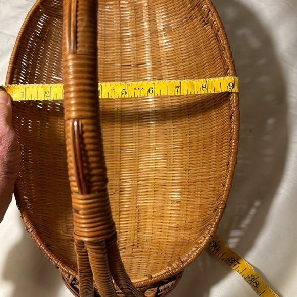 Vintage Oval Handled Gathering Storage Basket Hand Woven~Boho~14" x9"x11" High - Picture 3 of 11